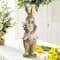 Glitzhome® 15.5" Easter Resin Bunny Girl with Flowers Table Decor